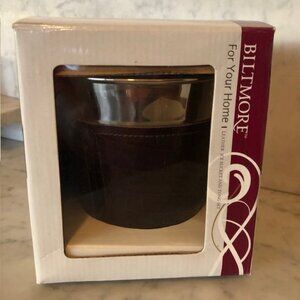 BILTMORE Leather Wrapped Ice Bucket with Ice Tongs Set